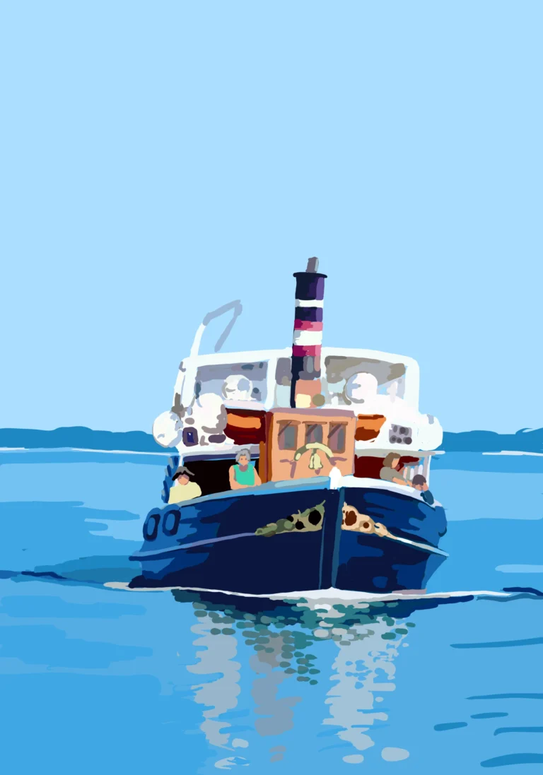 M/S Helge af ved Svendborg, digital kunst inspireret af Sydfyn