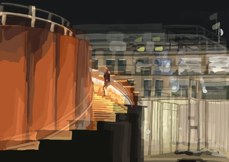 Pumpestationen ved Svendborg havn, digital kunst inspireret af Sydfyn