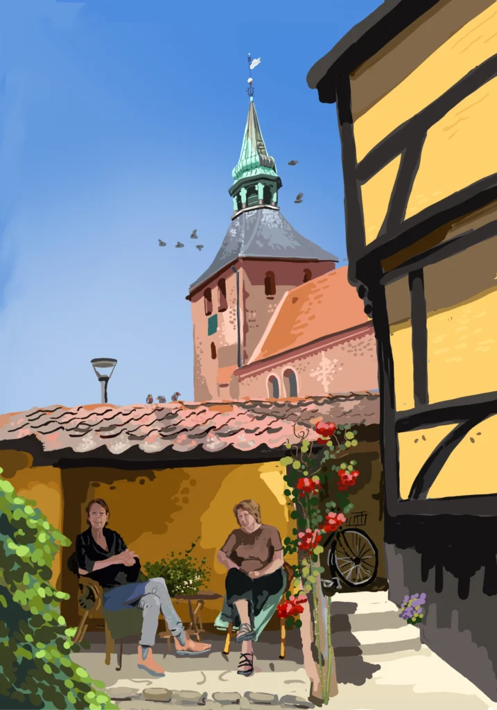 Skt. Nikolai kirke i Svendborg, digital kunst inspireret af Sydfyn